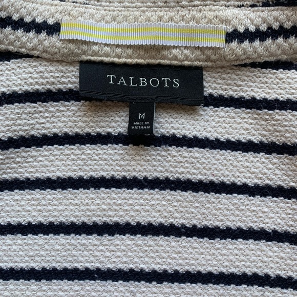 Talbots Knit Jacket Navy Ivory Stripe Size Medium - Picture 6 of 8